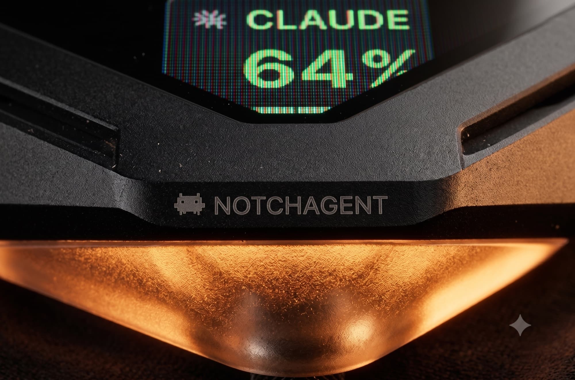 NotchAgent Desk exibindo o monitor de uso do Claude Code.