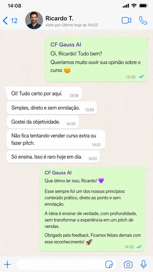 Ricardo T., 35, CTO: "Simples, direto e sem enrolação. Só ensina."